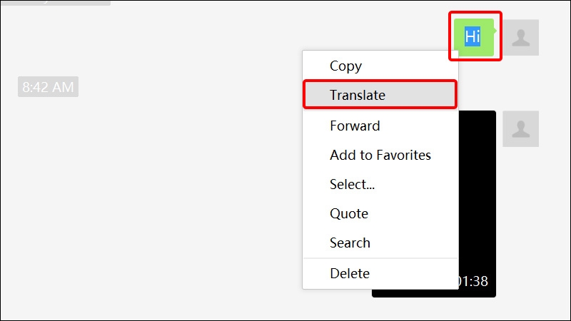 Click chuột phải vào đoạn văn bản và chọn Translate