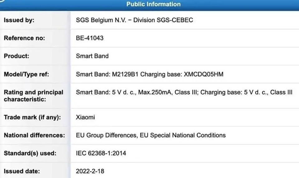 Xiaomi Mi Band 7 có thể ra mắt vào ngày 10/5 (ảnh 1) Xiaomi Mi Band 7 có thể ra mắt vào ngày 10/5 (ảnh 1)
