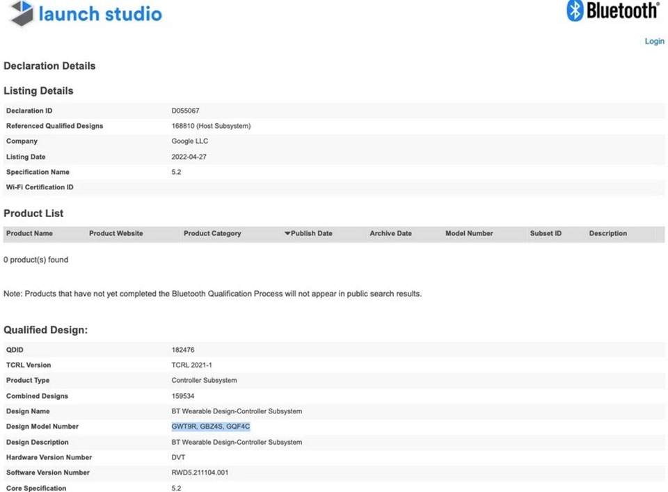 Pixel Watch đạt chứng nhận Bluetooth SIG