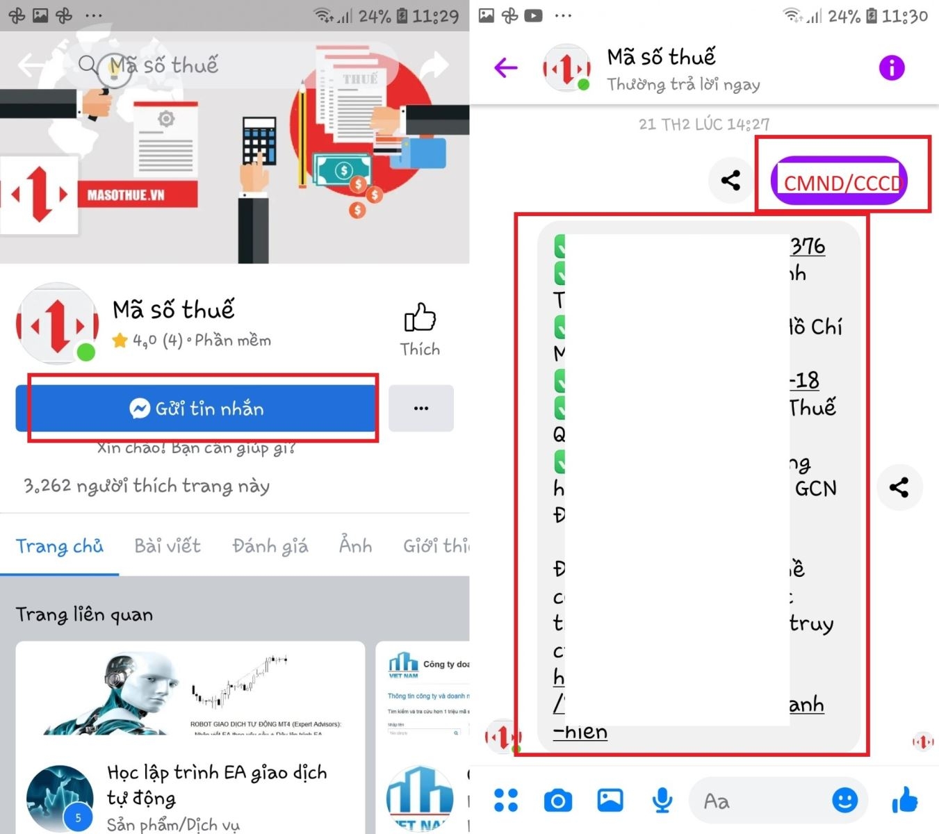 Cách tra cứu mã số thuế cá nhân trên Facebook (2)
