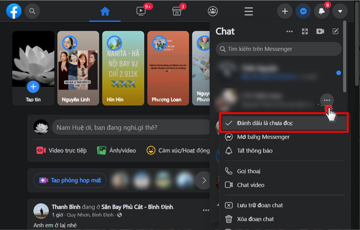 Cách đánh dấu chưa đọc tin nhắn trên Messenger (5)