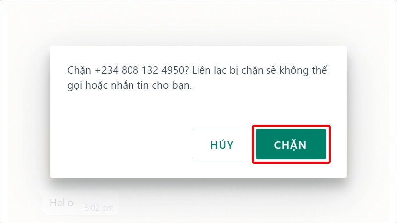 Chọn CHẶN để hoàn tất cài đặt
