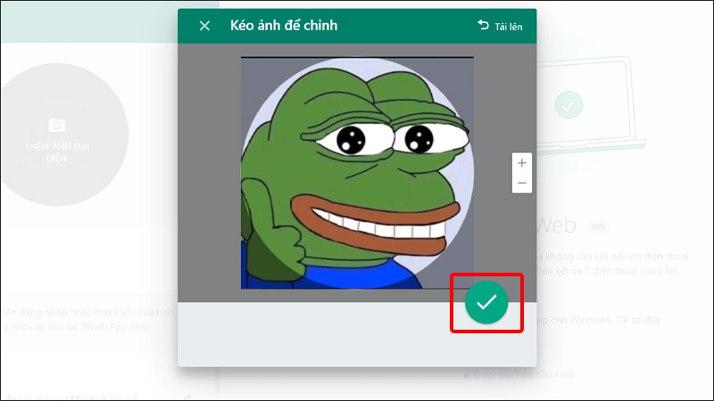 Nhấn vào biểu tượng Tích chọn để hoàn tất cài đặt