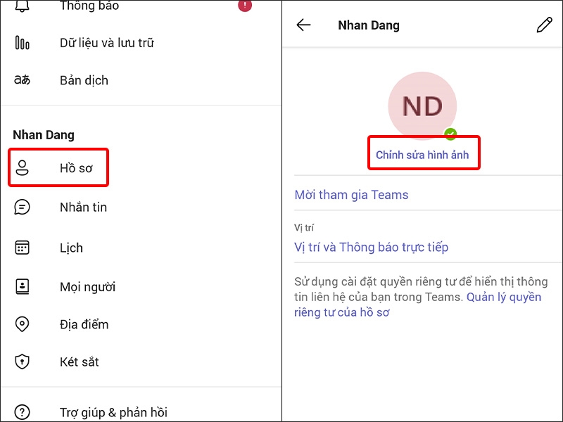 Nhấn vào Hồ sơ và chọn Chỉnh sửa hình ảnh