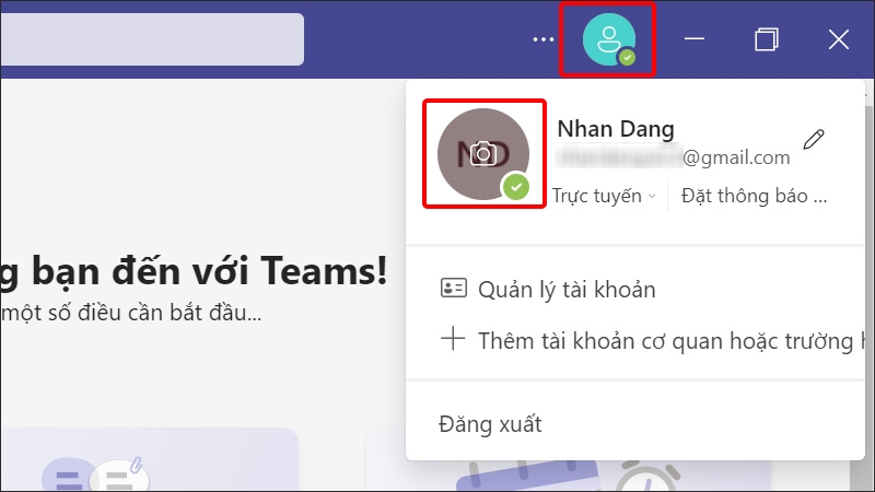 Nhấn vào biểu tượng Tài khoản và chọn Avatar