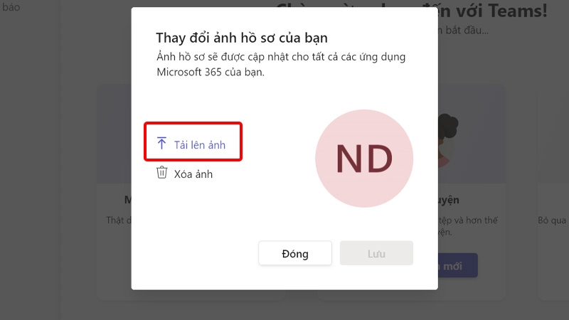 Chọn Tải lên ảnh