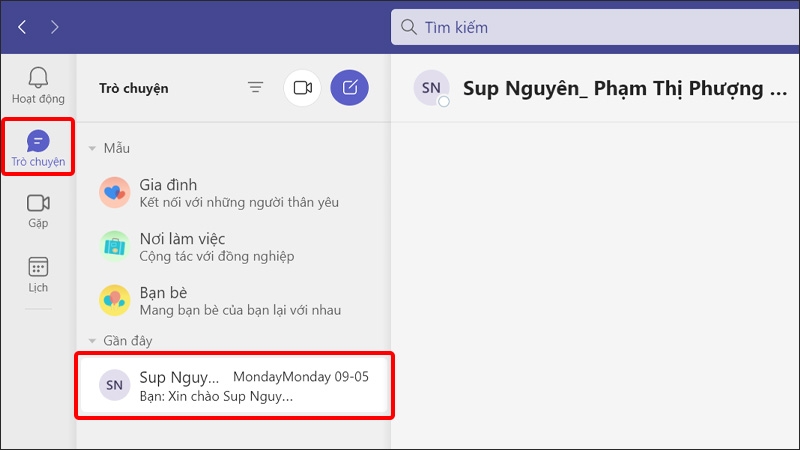 Nhấn vào Trò chuyện và chọn Liên hệ bạn muốn chặn