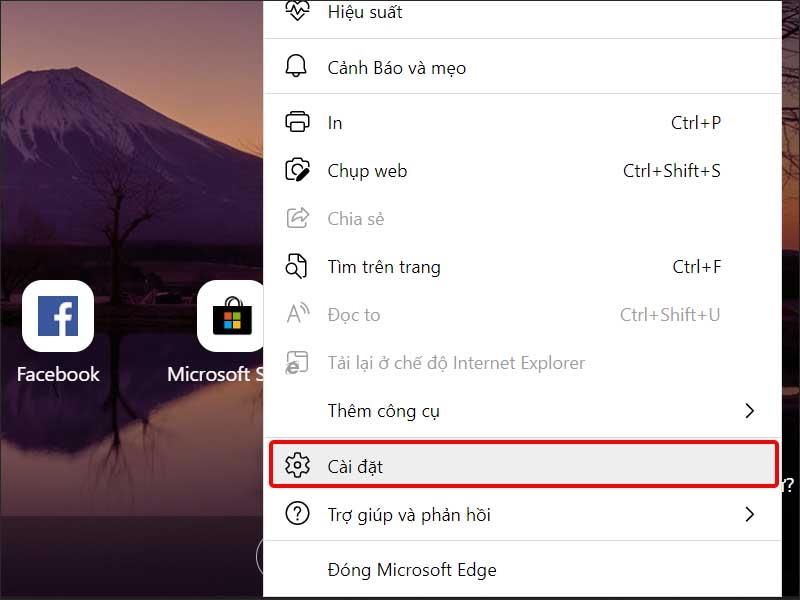Chọn Cài đặt