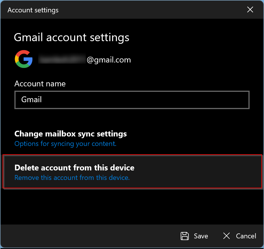 Cách thêm hoặc xóa tài khoản Gmail khỏi ứng dụng Mail trên Windows 11 (8)