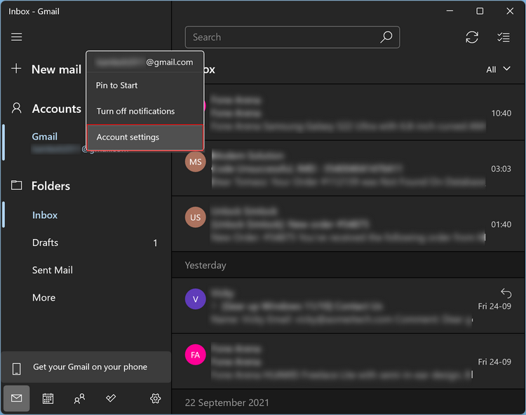 Cách thêm hoặc xóa tài khoản Gmail khỏi ứng dụng Mail trên Windows 11 (7)