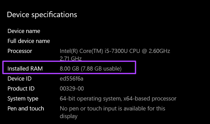 Kiểm tra dung lượng RAM - Setting 2
