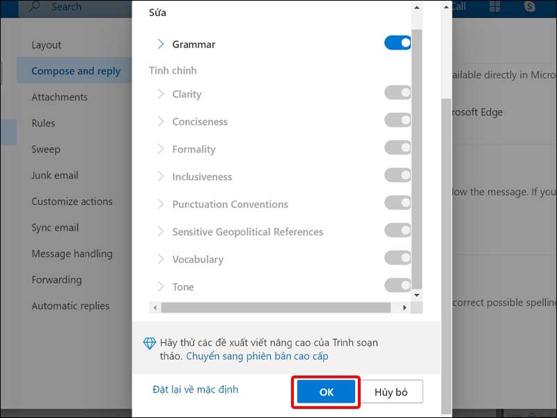 Nhấn OK để hoàn tất cài đặt
