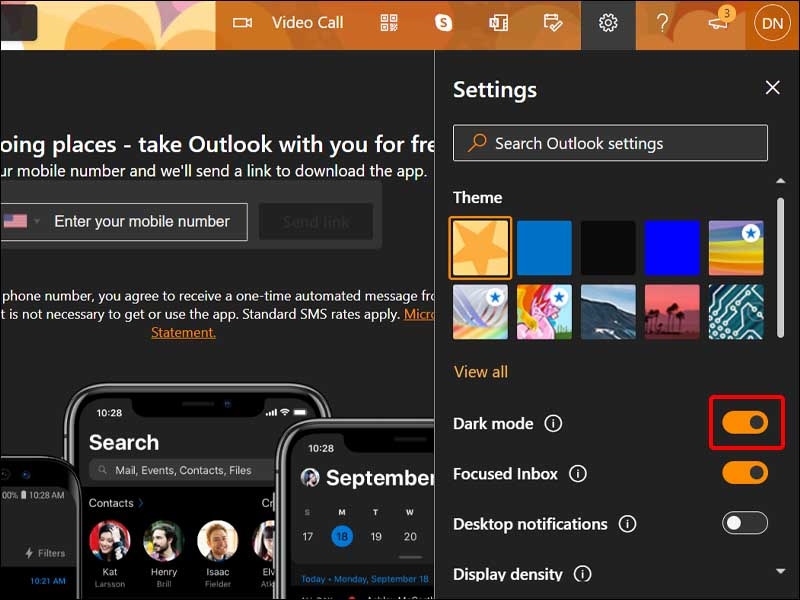 Kích hoạt chế độ Dark mode