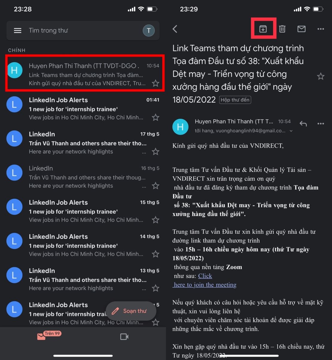 Mách bạn cách tìm thư trong mục lưu trữ Gmail 2