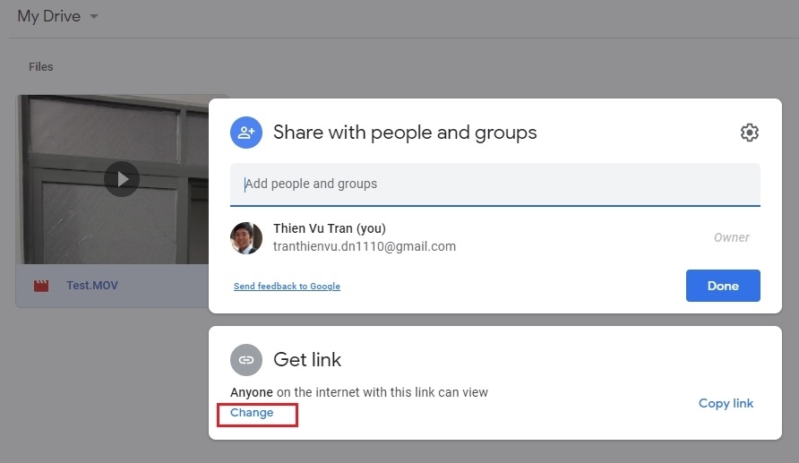 Mở quyền truy cập Google Drive
