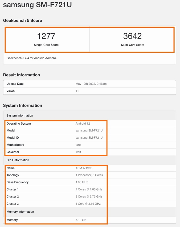 Galaxy Z Flip4 xuất hiện trên Geekbench