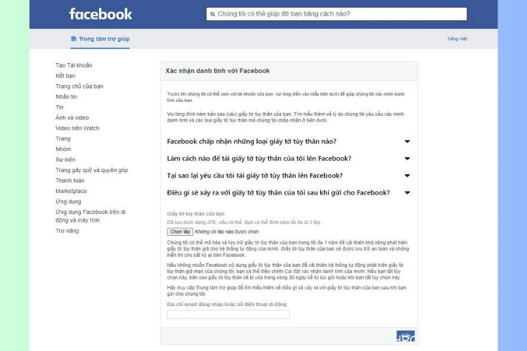 Cách xác thực tài khoản Facebook