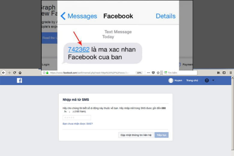 Cách xác thực tài khoản Facebook qua SMS 2
