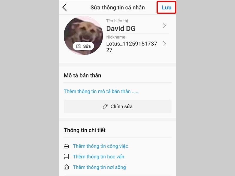 Nhấn Lưu