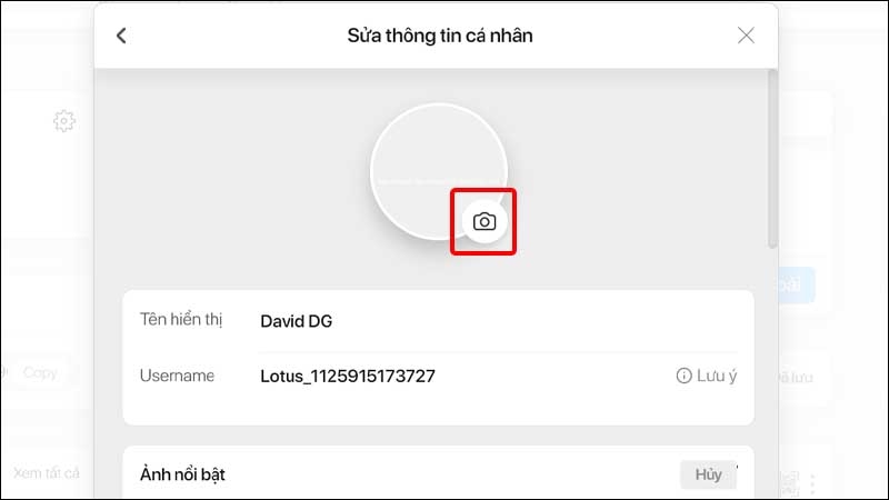 Nhấn vào biểu tượng Camera