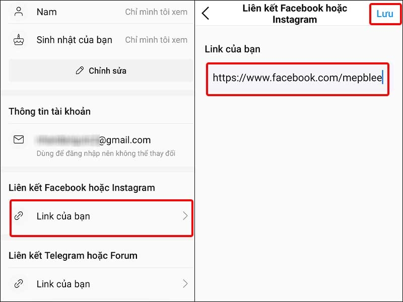 Nhấn vào Link của bạn