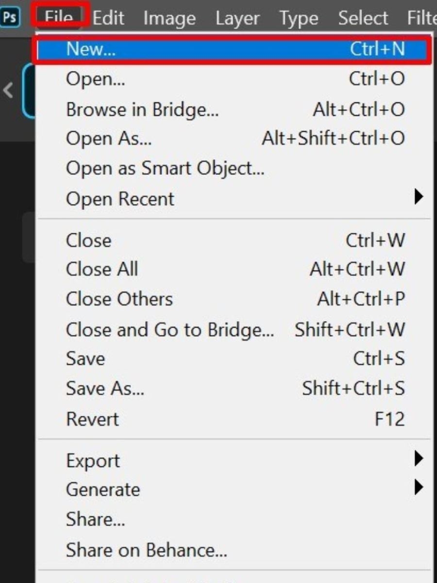Nhấn New (phím tắt Ctrl N)