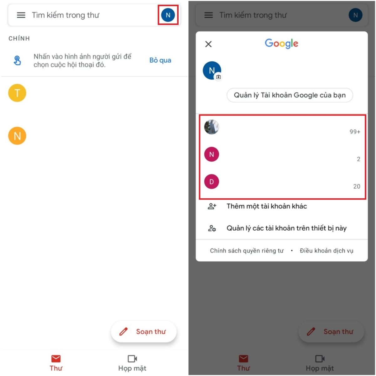 Cách đổi tài khoản Gmail trên điện thoại và trên máy tính (4)