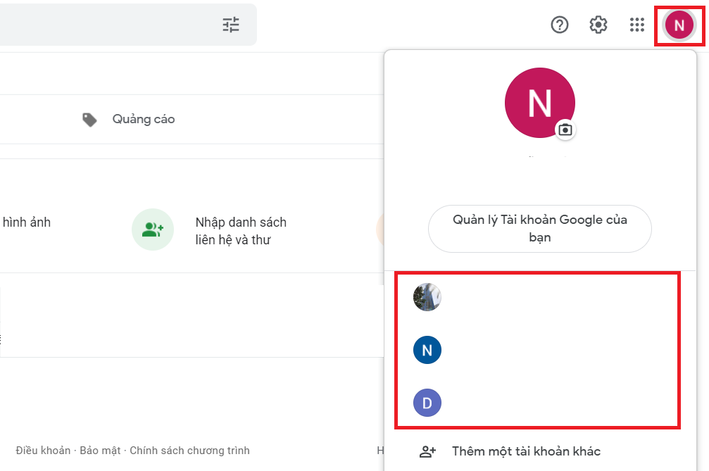 Cách đổi tài khoản Gmail trên điện thoại và trên máy tính (8)