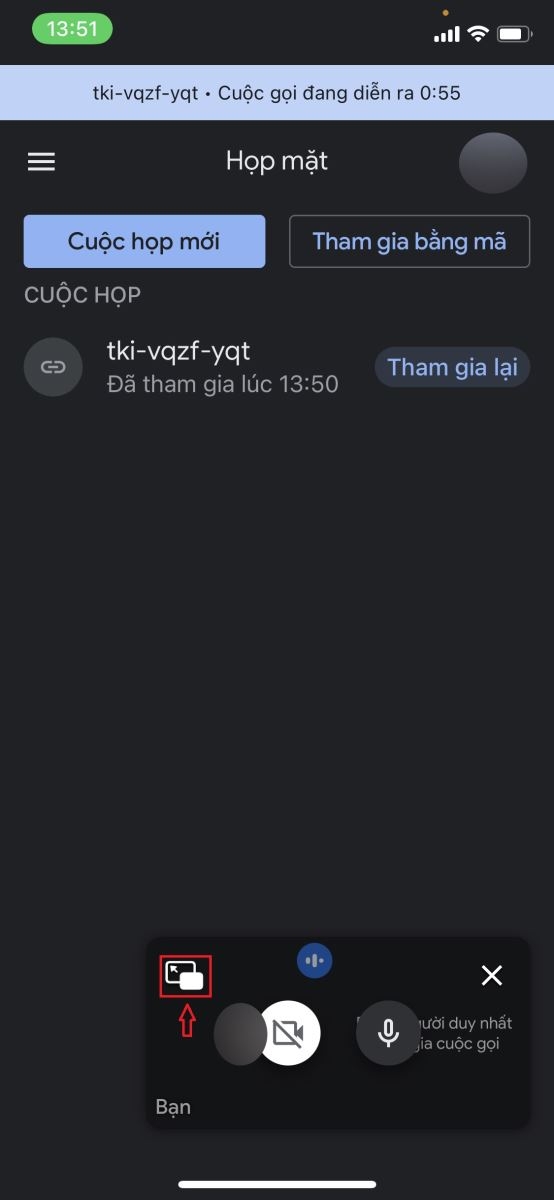 cách thu nhỏ màn hình google meet trên điện thoại 3