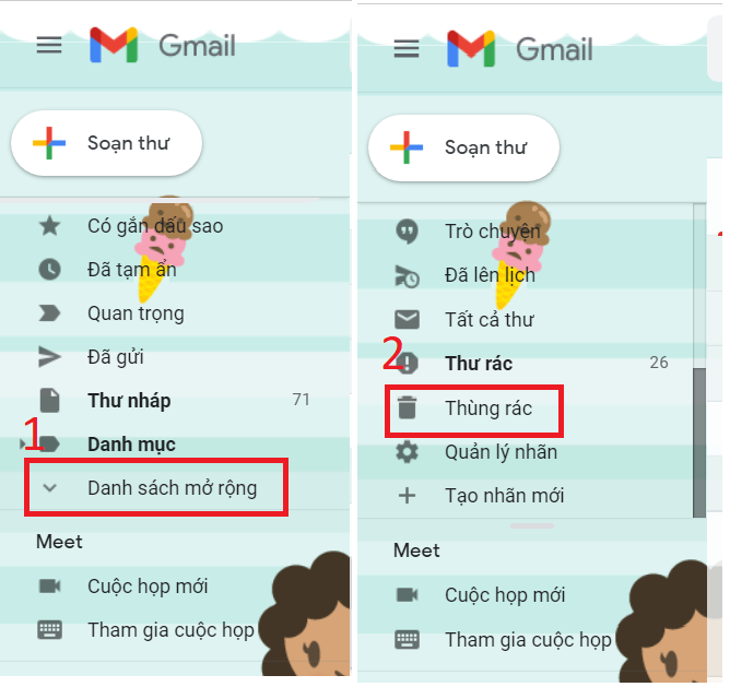 Thùng rác trong Gmail nằm ở đâu 1