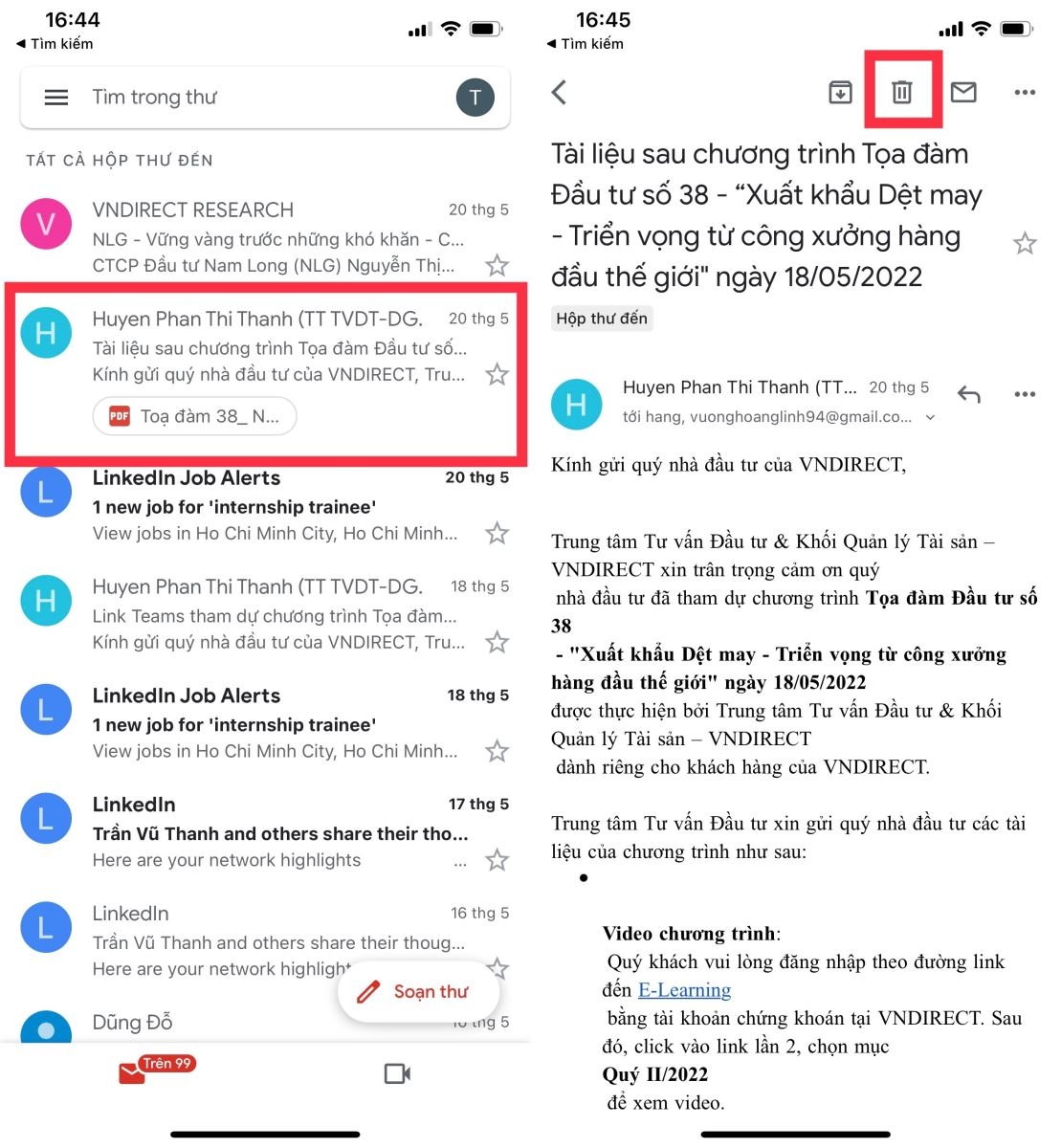 Thùng rác trong Gmail nằm ở đâu 5