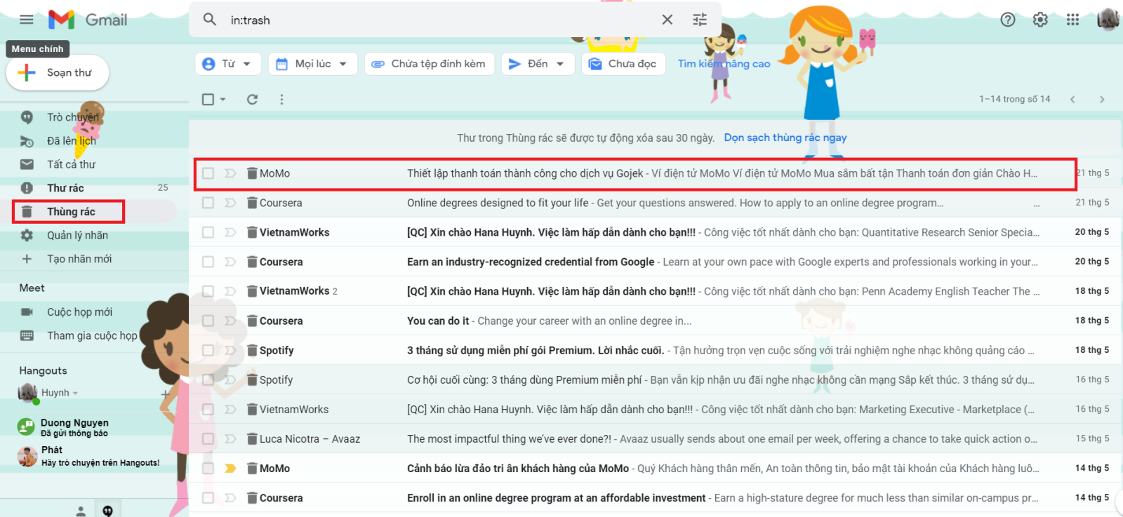 Thùng rác trong Gmail nằm ở đâu 6
