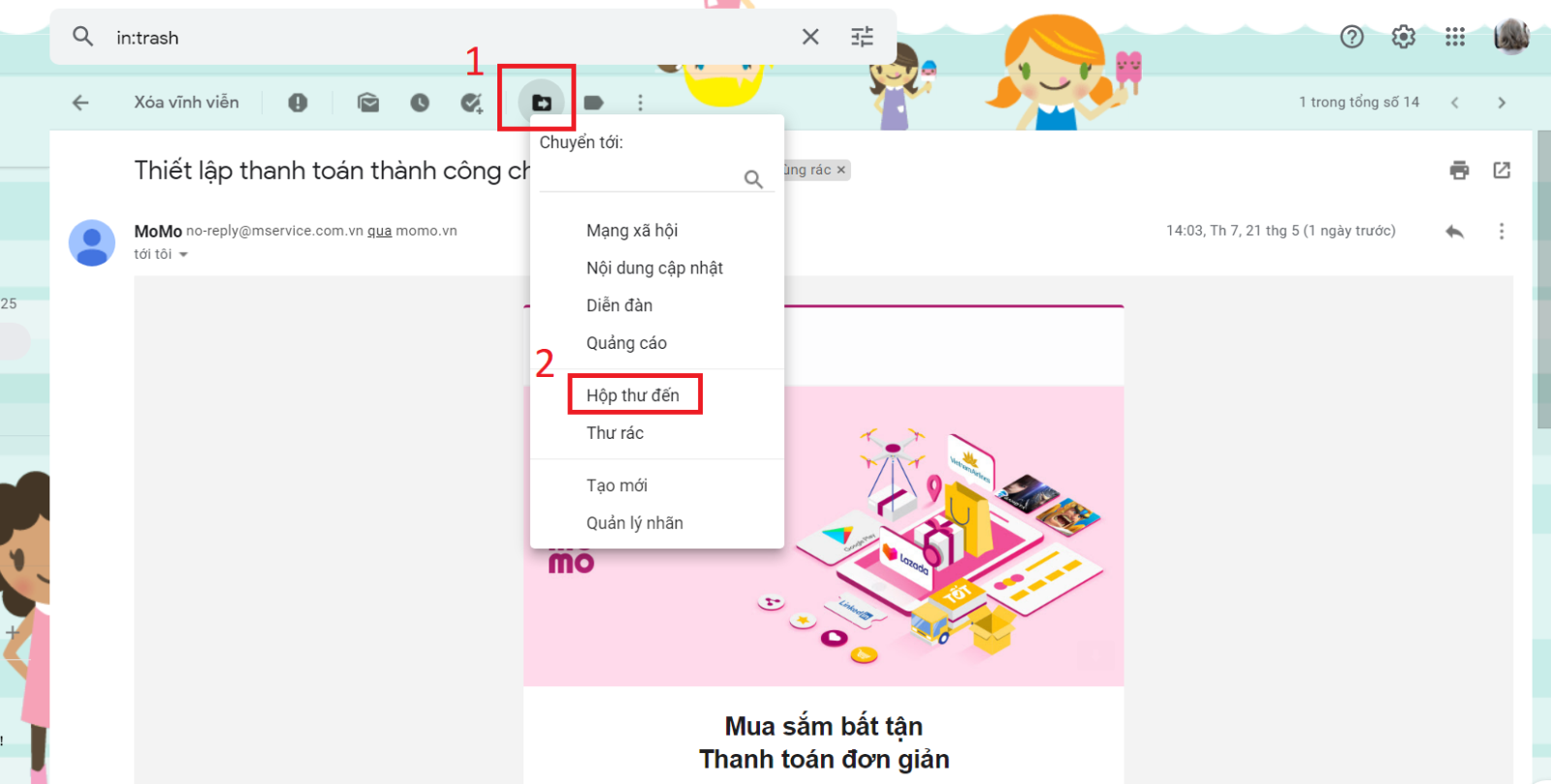 Thùng rác trong Gmail nằm ở đâu 7