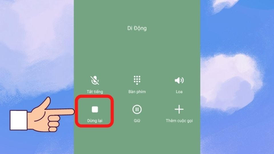 Nhấn nút “Dừng lại”