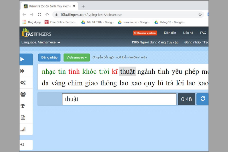 10fastfingers - Website kiểm tra tốc độ đánh máy miễn phí
