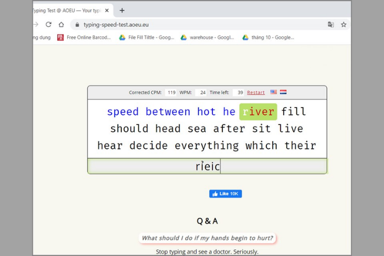 Typing Speed Test - Kiểm tra tốc độ đánh máy chính xác