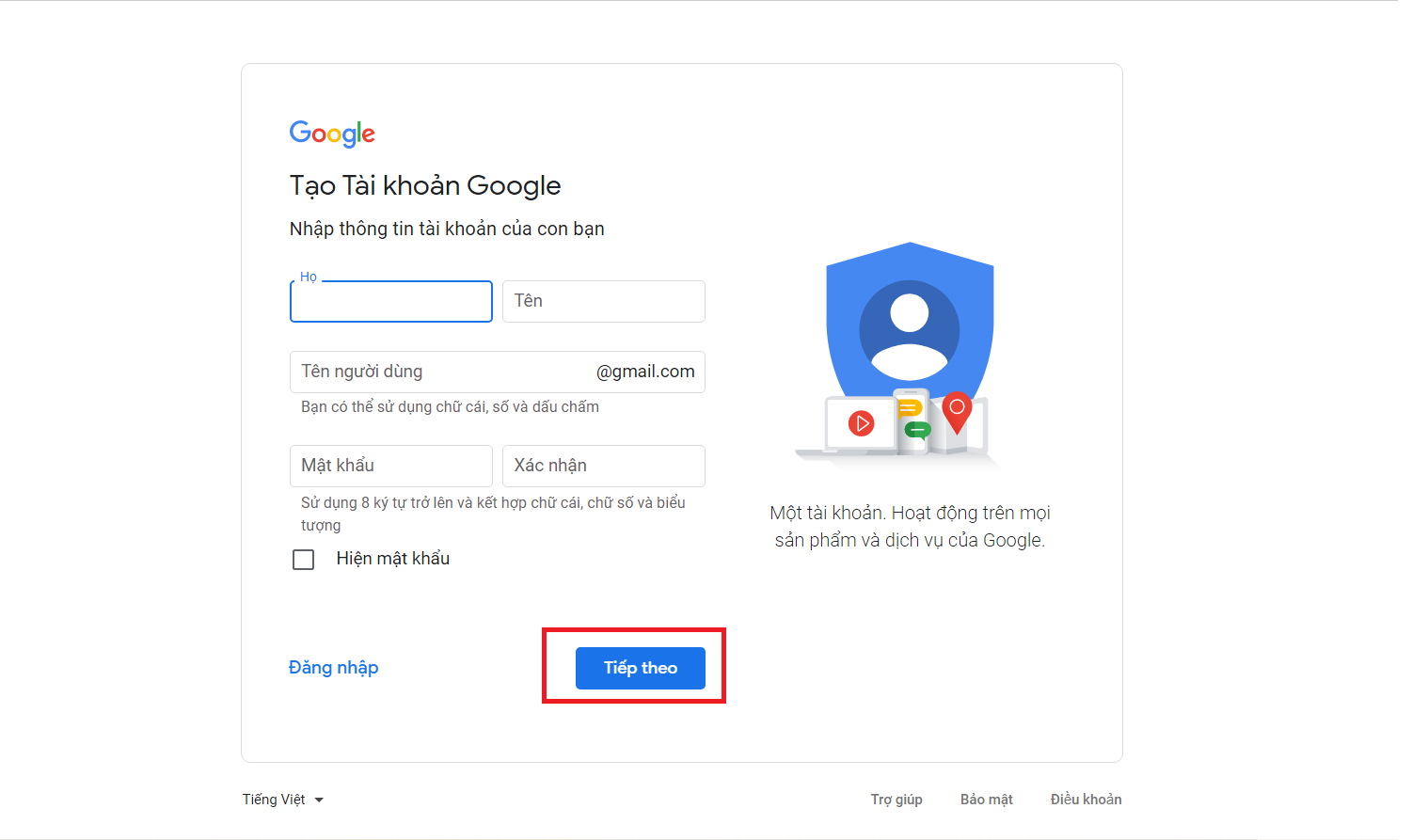 Cách tạo Gmail cho học sinh 3