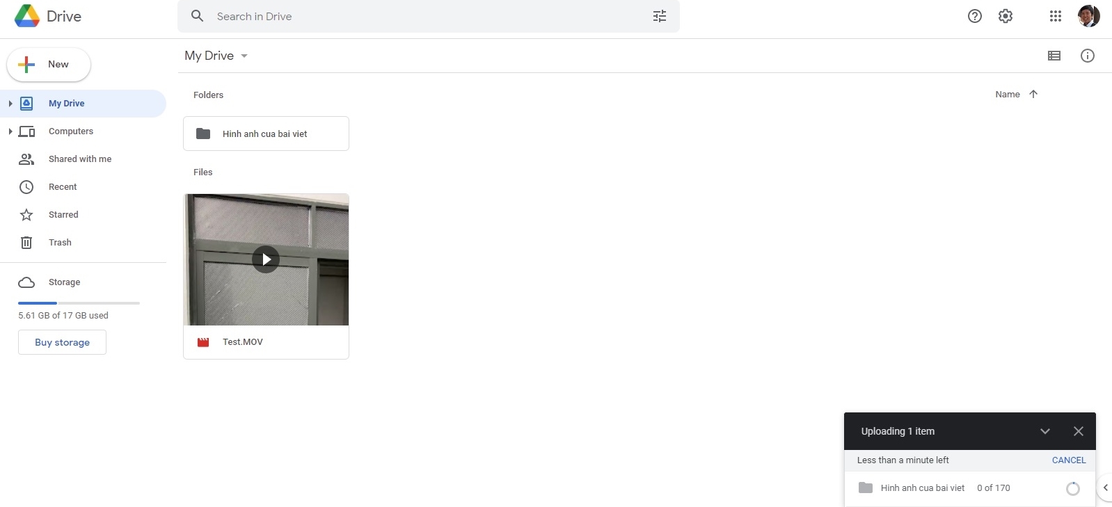 Cách tải file lên Google Drive trên máy tính