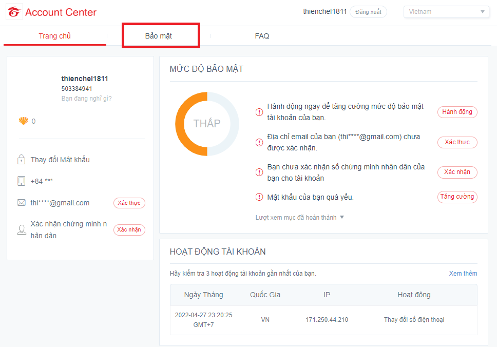 Hướng dẫn bạn cách thay đổi Gmail cho Garena 3