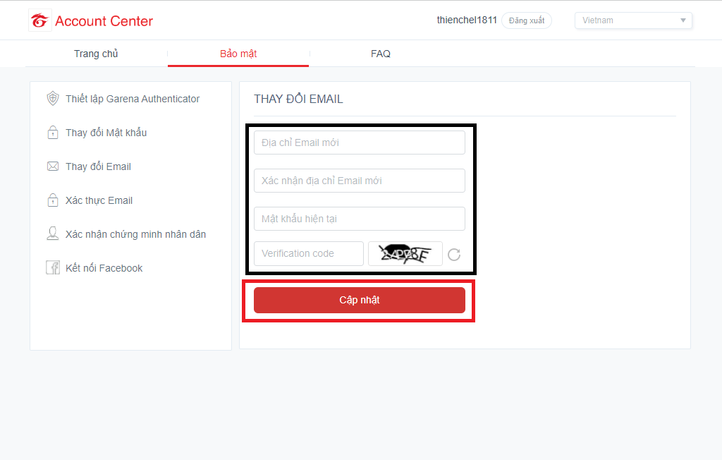 Hướng dẫn bạn cách thay đổi Gmail cho Garena 6