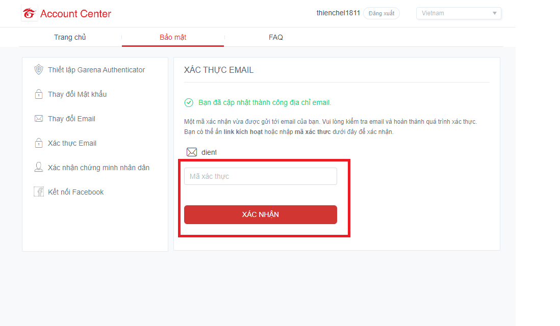 Hướng dẫn bạn cách thay đổi Gmail cho Garena 7