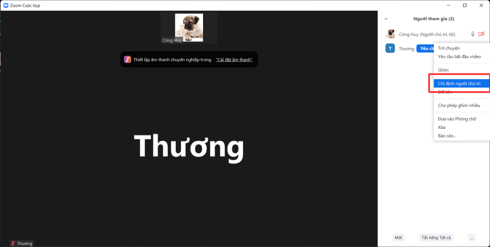 Cách chuyển host cho Zoom 6