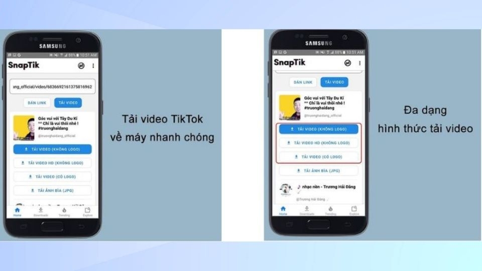 SnapTik hỗ trợ tải video Tiktok không logo chất lượng cao