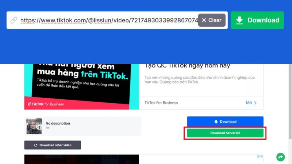 Nhấn biểu tượng Download để bắt đầu quá trình tải video