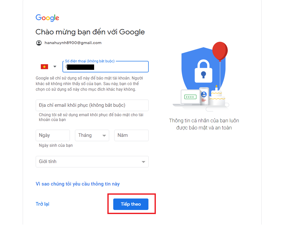 1 số điện thoại tạo được bao nhiêu Gmail? 5