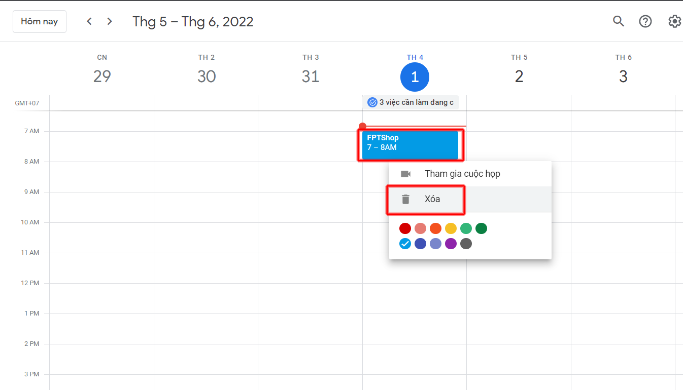 Cách xóa cuộc họp trên google meet 3