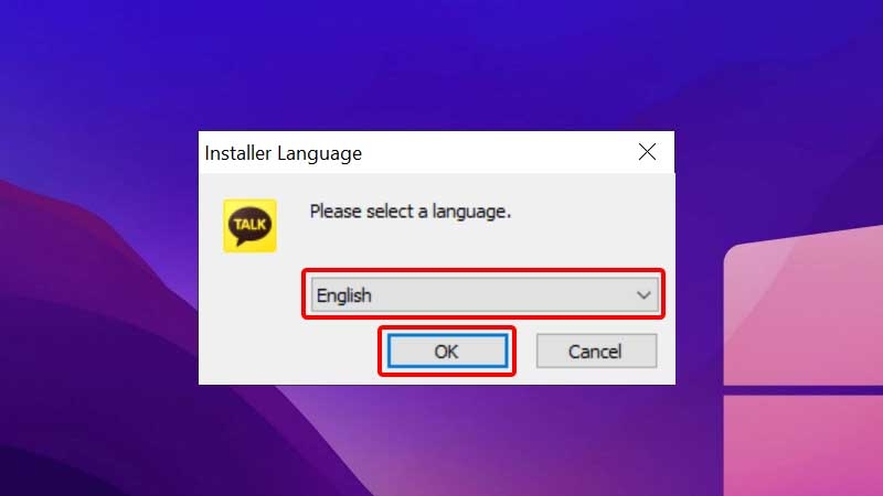 Chọn Ngôn ngữ và nhấn OK