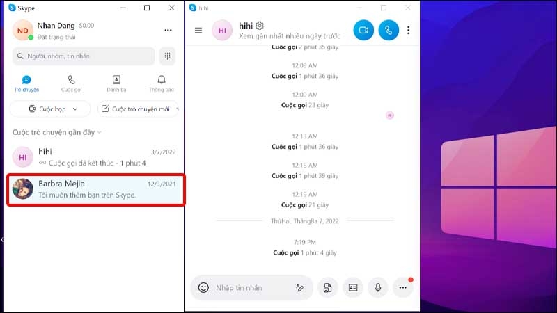 Click chuột vào Cuộc trò chuyện mới