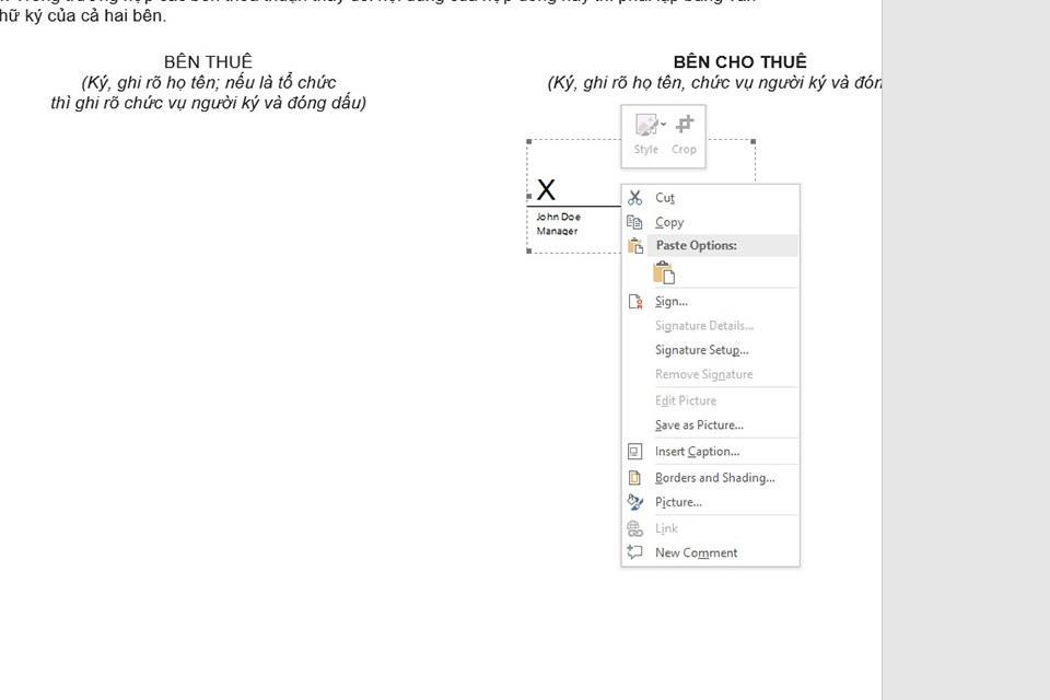 tạo chữ ký điện tử trong Word bước 3
