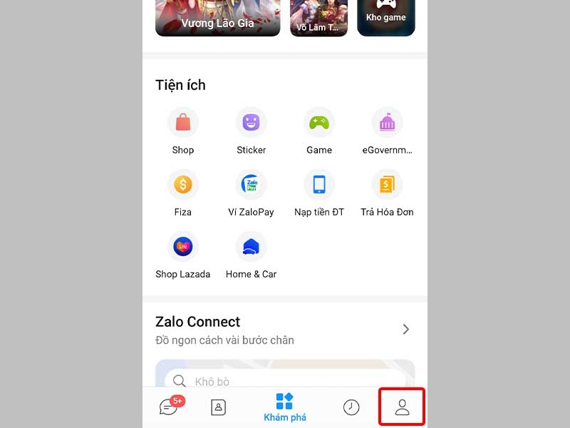 Nhấn vào mục Cá nhân